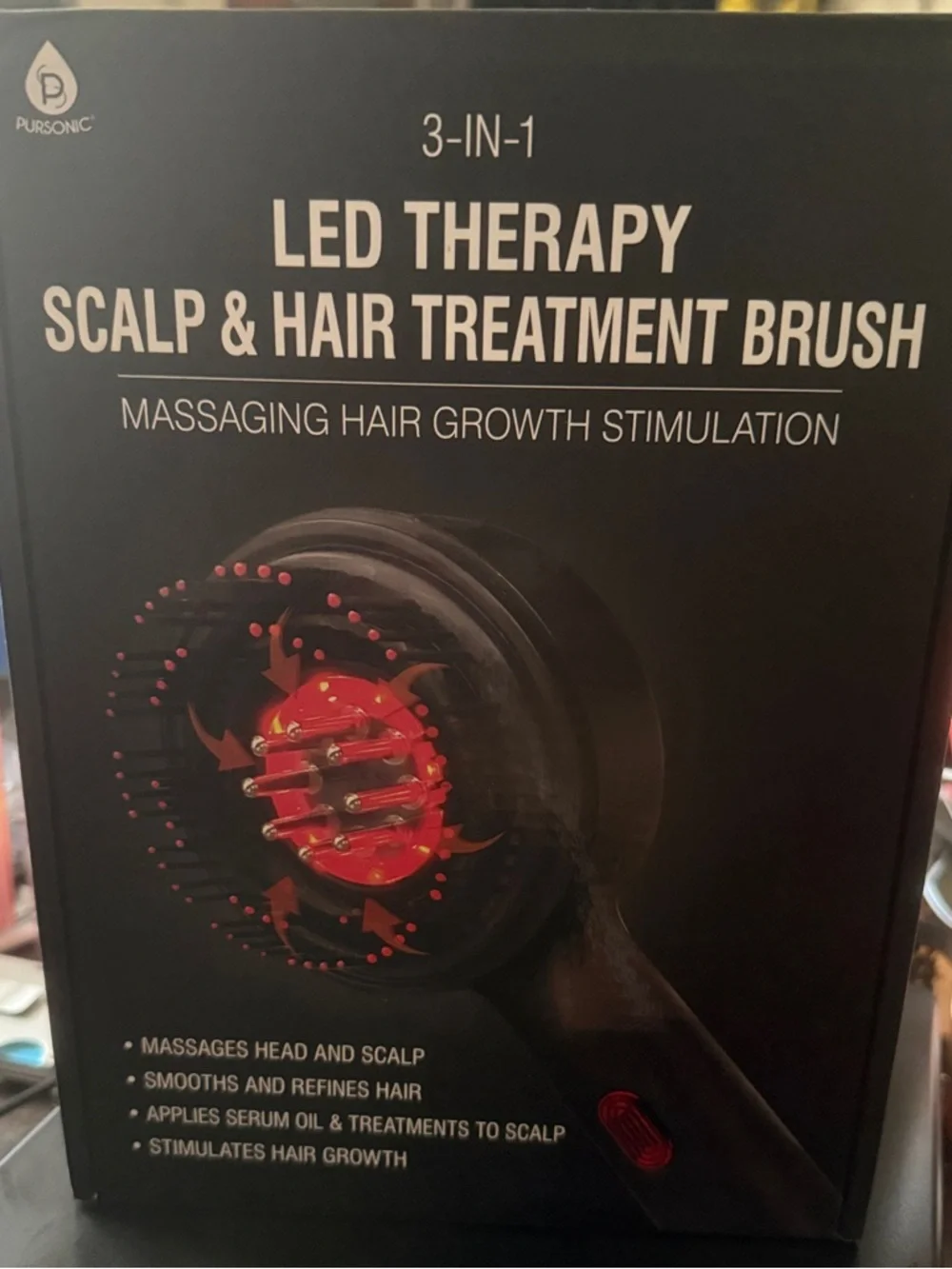 LED Therapy Scalp & Hair Treatment Brush - Black